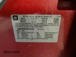 2013 Chevrolet Equinox LT z VIN 2GNALPEK0D6415225, wystawiony jako Copart lot #55092675 z przebiegiem 102 841 mil mil oraz Szkoda całkowita • Salvage title. Historia ofert i sprzedaży dostępna na DreamBid. Obrazek 13.