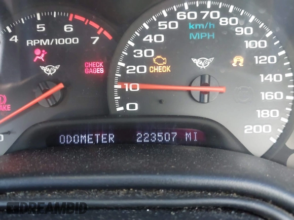 1998 Chevrolet Corvette with VIN 1G1YY22G2W5120758, listed as a IAAI auction lot 41829739 with 223,507 mi miles and . Bid and sale history available at DreamBid. Image 7.