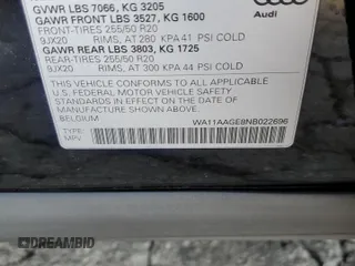 2022 Audi e-tron Sportback S line Premium z VIN WA11AAGE8NB022696, wystawiony jako Copart lot #86595464 z przebiegiem 36 024 mil mil oraz Szkoda całkowita • Salvage title. Historia ofert i sprzedaży dostępna na DreamBid. Obrazek 14.