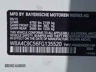 2015 BMW 4 Series 428i xDrive with VIN WBA4C9C56FG135520, listed as a IAAI auction lot 41574336 with 70,870 mi miles and . Bid and sale history available at carsss.com. Image 9.