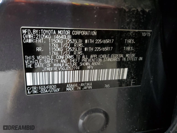 2016 Toyota RAV4 LE with VIN JTMBFREV5GJ052194, listed as a Copart auction lot 46354075 with 80,460 mi miles and Salvage Title. Bid and sale history available at carsss.com. Image 13.