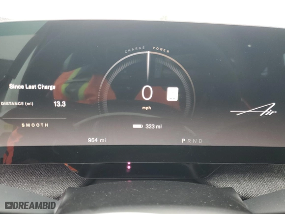2025 Lucid Air Touring with VIN 50EA1TEA1SA008797, listed as a Copart auction lot 42288775 with 954 mi miles and Salvage Title. Bid and sale history available at carsss.com. Image 9.