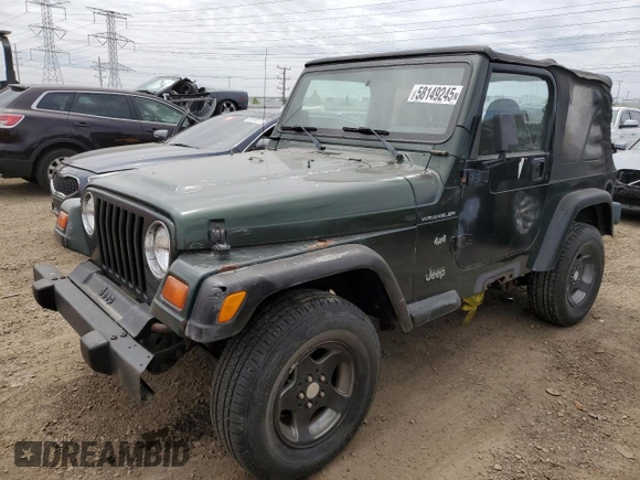 1998 Jeep Wrangler SE with VIN 1J4FY29P9WP767516, listed as a Copart auction lot 58149245 with 190,964 mi miles and Salvage title. Bid and sale history available at DreamBid. Image 1.