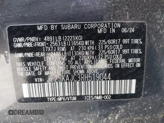 2024 Subaru Forester Wilderness with VIN JF2SKAJC3RH519044, listed as a IAAI auction lot 42138586 with 9,342 mi miles and . Bid and sale history available at DreamBid. Image 9.