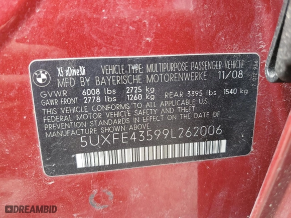 2009 BMW X5 30i with VIN 5UXFE43599L262006, listed as a Copart auction lot 47270985 with 129,435 mi miles and Salvage Title. Bid and sale history available at carsss.com. Image 13.