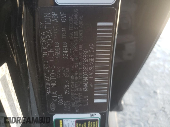 2014 Kia Cadenza Premium with VIN KNALN4D73E5163830, listed as a Copart auction lot 77258514 with 0 mi miles and Salvage Title. Bid and sale history available at carsss.com. Image 15.