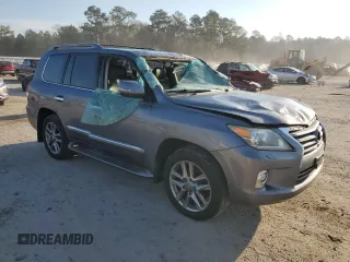 2015 Lexus LX 570 with VIN JTJHY7AX9F4166130, listed as a Copart auction lot 43653595 with 105,108 mi miles and Salvage Title. Bid and sale history available at DreamBid. Image 4.