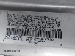 2002 Toyota Prius z VIN JT2BK18U620059498, wystawiony jako IAAI lot #41841301 z przebiegiem 248 718 mil mil oraz . Historia ofert i sprzedaży dostępna na DreamBid. Obrazek 9.