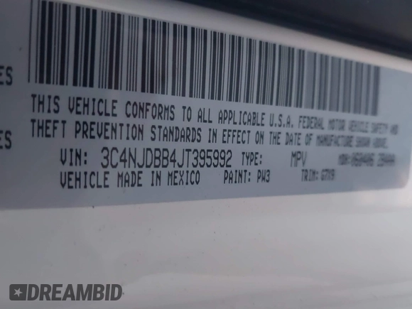2018 Jeep Compass Altitude with VIN 3C4NJDBB4JT395992, listed as a IAAI auction lot 41318649 with 88,887 mi miles and . Bid and sale history available at carsss.com. Image 9.