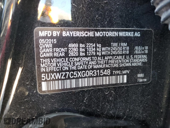 2016 BMW X3 sDrive28i with VIN 5UXWZ7C5XG0R31548, listed as a Copart auction lot 47844025 with 165,409 mi miles and Clean Title. Bid and sale history available at carsss.com. Image 13.