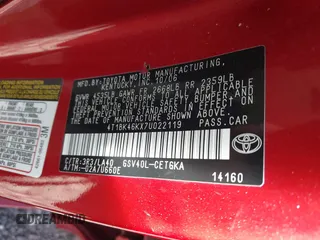 2007 Toyota Camry LE with VIN 4T1BK46KX7U022119, listed as a IAAI auction lot 41833893 with 174,598 mi miles and . Bid and sale history available at DreamBid. Image 9.
