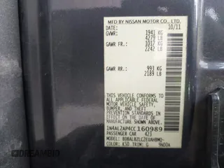 2012 Nissan Altima S with VIN 1N4AL2AP4CC160989, listed as a IAAI auction lot 41954031 with 36,612 mi miles and . Bid and sale history available at carsss.com. Image 9.