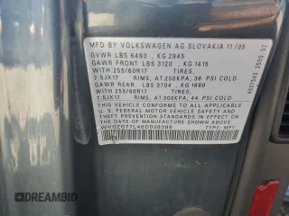 2006 Volkswagen Touareg 3.2L V6 with VIN WVGZG77L46D038386, listed as a Copart auction lot 52767505 with Not Provided miles and Salvage Title. Bid and sale history available at DreamBid. Image 15.