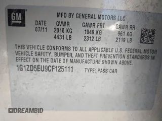2012 Chevrolet Malibu 2LT with VIN 1G1ZD5EU9CF125111, listed as a IAAI auction lot 42102835 with 163,283 mi miles and . Bid and sale history available at DreamBid. Image 9.