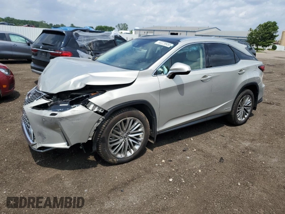 2021 Lexus RX 450h with VIN 2T2JGMDA5MC071860, listed as a Copart auction lot 60229955 with 61,500 mi miles and Non repairable. Bid and sale history available at DreamBid. Image 1.