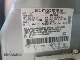 2012 Ford F-250 XL with VIN 1FT7W2BT0CEA69911, listed as a Copart auction lot 61872635 with 286,171 mi miles and Salvage title. Bid and sale history available at DreamBid. Image 12.