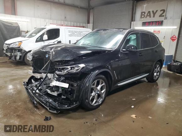 2023 BMW X3 xDrive30i with VIN 5UX53DP07P9S81101, listed as a Copart auction lot 50319775 with 12,378 mi miles and Salvage Title. Bid and sale history available at carsss.com. Image 1.