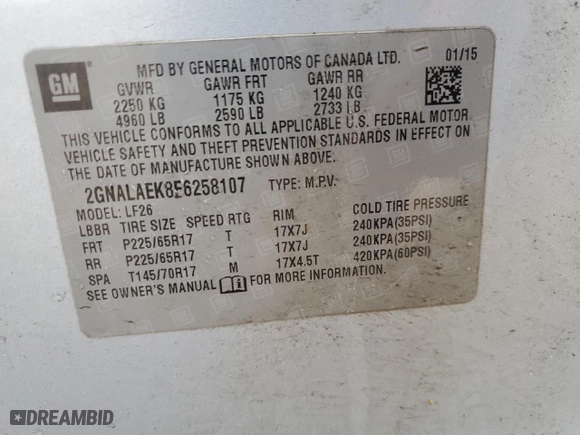 2015 Chevrolet Equinox LS with VIN 2GNALAEK8F6258107, listed as a Copart auction lot 42032795 with 157,976 mi miles and Salvage Title. Bid and sale history available at carsss.com. Image 13.