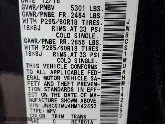 2017 Infiniti QX70 with VIN JN8CS1MU4HM142452, listed as a Copart auction lot 53064715 with 55,181 mi miles and Salvage Title. Bid and sale history available at carsss.com. Image 16.