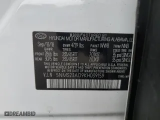 2019 Hyundai Santa Fe SE with VIN 5NMS23AD9KH039159, listed as a Copart auction lot 46351565 with 59,426 mi miles and Non Repairable. Bid and sale history available at carsss.com. Image 15.