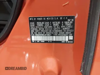 2020 Honda Fit EX z VIN 3HGGK5H88LM729821, wystawiony jako IAAI lot #42487824 z przebiegiem 21 789 mil mil oraz . Historia ofert i sprzedaży dostępna na DreamBid. Obrazek 9.