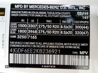 2019 Mercedes-Benz GLS with VIN 4JGDF6EE2KB236921, listed as a Copart auction lot 36902750 with 0 mi miles. Bid and sale history available at carsss.com. Image 10.