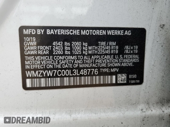 2020 MINI Countryman Cooper S with VIN WMZYW7C00L3L48776, listed as a Copart auction lot 80785704 with 84,194 mi miles and Salvage title. Bid and sale history available at DreamBid. Image 12.