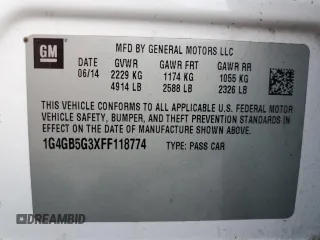 2015 Buick LaCrosse Leather with VIN 1G4GB5G3XFF118774, listed as a Copart auction lot 64457364 with 76,182 mi miles and Salvage Title. Bid and sale history available at carsss.com. Image 14.
