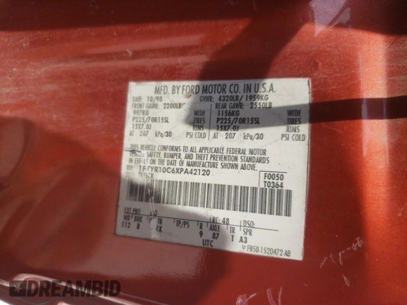 1999 Ford Ranger XL z VIN 1FTYR10C6XPA42120, wystawiony jako Copart lot #62497895 z przebiegiem 289 438 mil mil oraz Szkoda całkowita • Salvage title. Historia ofert i sprzedaży dostępna na DreamBid. Obrazek 12.