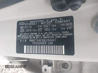 2016 Hyundai Accent SE z VIN KMHCT4AE9GU164447, wystawiony jako IAAI lot #41977455 z przebiegiem 43 346 mil mil oraz . Historia ofert i sprzedaży dostępna na DreamBid. Obrazek 9.