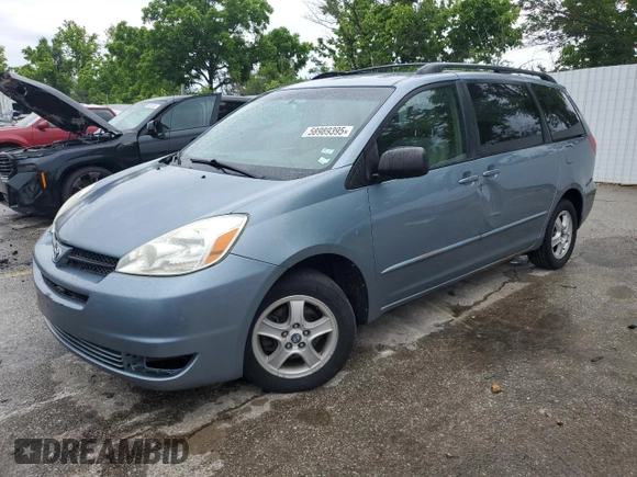 2004 Toyota Sienna CE z VIN 5TDZA23CX4S079377, wystawiony jako Copart lot #58989395 z przebiegiem 233 806 mil mil oraz Czysty tytuł • Clean title. Historia ofert i sprzedaży dostępna na DreamBid. Obrazek 1.