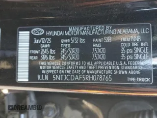2024 Hyundai Santa Cruz Night Edition z VIN 5NTJCDAF5RH078765, wystawiony jako Copart lot #50633065 z przebiegiem 33 782 mil mil oraz Szkoda całkowita • Salvage title. Historia ofert i sprzedaży dostępna na DreamBid. Obrazek 13.