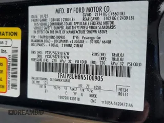 2022 Ford Mustang EcoBoost with VIN 1FATP8UH8N5100905, listed as a Copart auction lot 85197454 with 40,629 mi miles and Salvage Title. Bid and sale history available at carsss.com. Image 13.