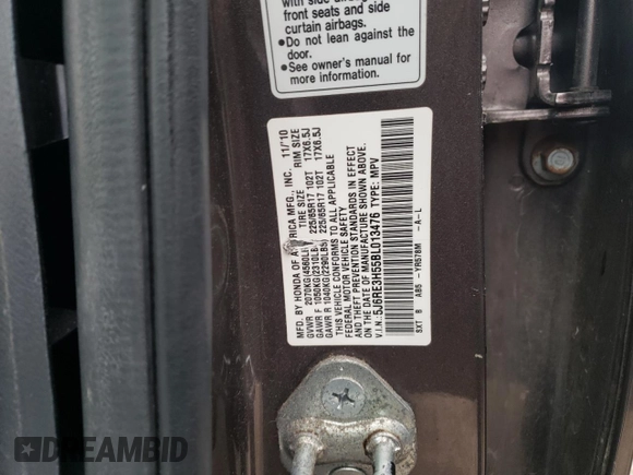 2011 Honda CR-V EX with VIN 5J6RE3H55BL013476, listed as a Copart auction lot 75302923 with 185,932 mi miles and Salvage Title. Bid and sale history available at DreamBid. Image 14.