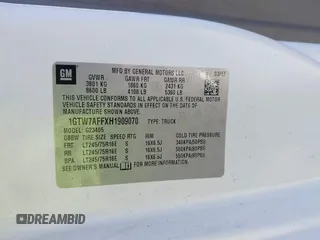 2017 GMC Savana Cargo z VIN 1GTW7AFFXH1909070, wystawiony jako IAAI lot #42162732 z przebiegiem 66 214 mil mil oraz . Historia ofert i sprzedaży dostępna na DreamBid. Obrazek 9.