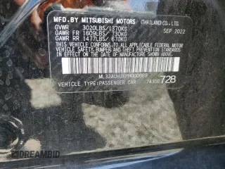 2023 Mitsubishi Mirage ES with VIN ML32AUHJXPH000869, listed as a Copart auction lot 62391115 with 19,468 mi miles and Salvage title. Bid and sale history available at DreamBid. Image 13.