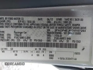 2013 Ford Fiesta SE with VIN 3FADP4EJ6DM107293, listed as a IAAI auction lot 41898229 with 129,694 mi miles. Bid and sale history available at carsss.com. Image 9.