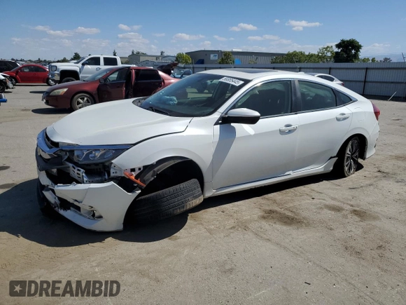 2018 Honda Civic EX-L z VIN JHMFC1F77JX016165, wystawiony jako Copart lot #56885445 z przebiegiem Nie podano mil oraz Szkoda całkowita • Salvage title. Historia ofert i sprzedaży dostępna na DreamBid. Obrazek 1.