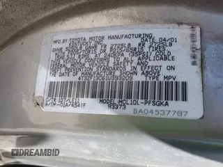 2001 Toyota Sienna LE z VIN 4T3ZF13C61U393209, wystawiony jako IAAI lot #42304583 z przebiegiem 253 662 mil mil oraz . Historia ofert i sprzedaży dostępna na DreamBid. Obrazek 9.