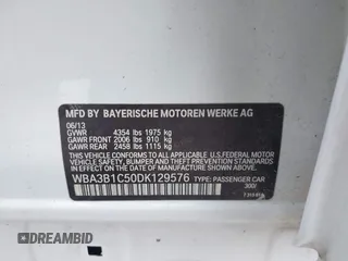 2013 BMW 3 Series 320i with VIN WBA3B1C50DK129576, listed as a IAAI auction lot 42393038 with 160,370 mi miles and . Bid and sale history available at DreamBid. Image 9.