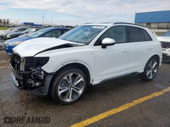 2022 Audi Q3 S line Premium Plus with VIN WA1EECF31N1058219, listed as a Copart auction lot 77456494 with 38,874 mi miles and Salvage Title. Bid and sale history available at carsss.com. Image 1.