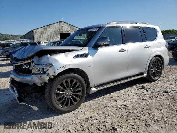 2015 Infiniti QX80 with VIN JN8AZ2NE7F9084529, listed as a Copart auction lot 55229374 with 213,465 mi miles and Salvage Title. Bid and sale history available at carsss.com. Image 1.