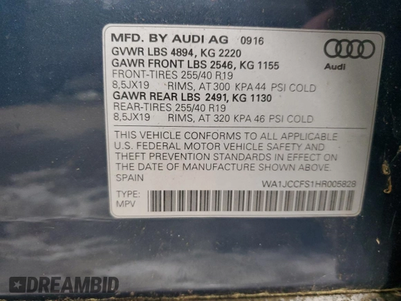 2017 Audi Q3 Premium Plus z VIN WA1JCCFS1HR005828, wystawiony jako Copart lot #86447374 z przebiegiem Nie podano mil oraz Czysty tytuł • Clean title. Historia ofert i sprzedaży dostępna na DreamBid. Obrazek 13.
