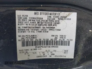 2005 Ford Taurus SE z VIN 1FAHP53U75A109055, wystawiony jako IAAI lot #42401043 z przebiegiem Nie podano mil oraz . Historia ofert i sprzedaży dostępna na DreamBid. Obrazek 9.