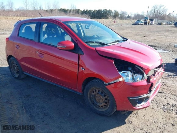 2020 Mitsubishi Mirage SE with VIN ML32A4HJ2LH008457, listed as a IAAI auction lot 41811790 with 77,518 mi miles. Bid and sale history available at carsss.com. Image 1.