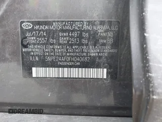 2015 Hyundai Sonata SE with VIN 5NPE24AF0FH040682, listed as a IAAI auction lot 40789480 with 144,741 mi miles and . Bid and sale history available at DreamBid. Image 9.