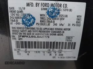 2020 Ford Edge SEL z VIN 2FMPK3J95LBA27779, wystawiony jako IAAI lot #42139536 z przebiegiem 58 285 mil mil oraz . Historia ofert i sprzedaży dostępna na DreamBid. Obrazek 9.