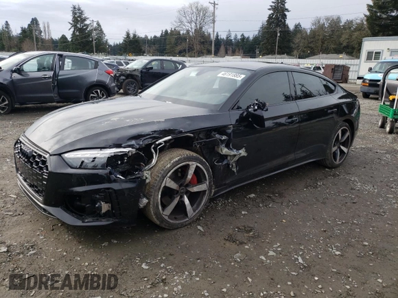 2023 Audi A5 Sportback S line Premium Plus with VIN WAUFACF55PA019396, listed as a Copart auction lot 46191885 with 7,404 mi miles and Salvage Title. Bid and sale history available at carsss.com. Image 1.
