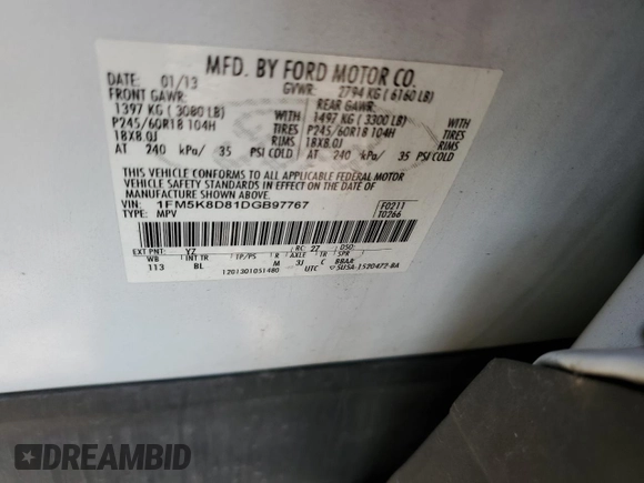 2013 Ford Explorer XLT with VIN 1FM5K8D81DGB97767, listed as a Copart auction lot 72063264 with 158,691 mi miles and Salvage Title. Bid and sale history available at carsss.com. Image 14.