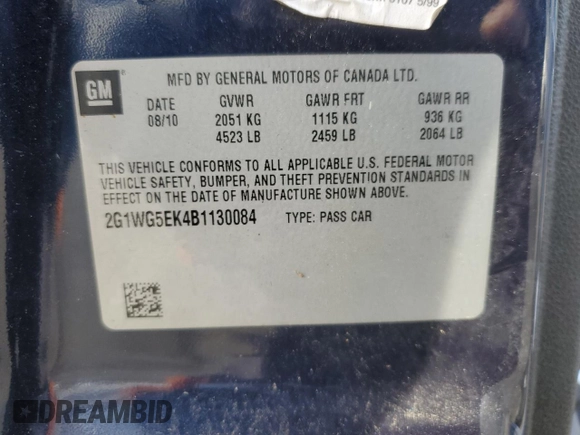 2011 Chevrolet Impala with VIN 2G1WG5EK4B1130084, listed as a Copart auction lot 42289895 with 172,611 mi miles and Salvage Title. Bid and sale history available at DreamBid. Image 12.